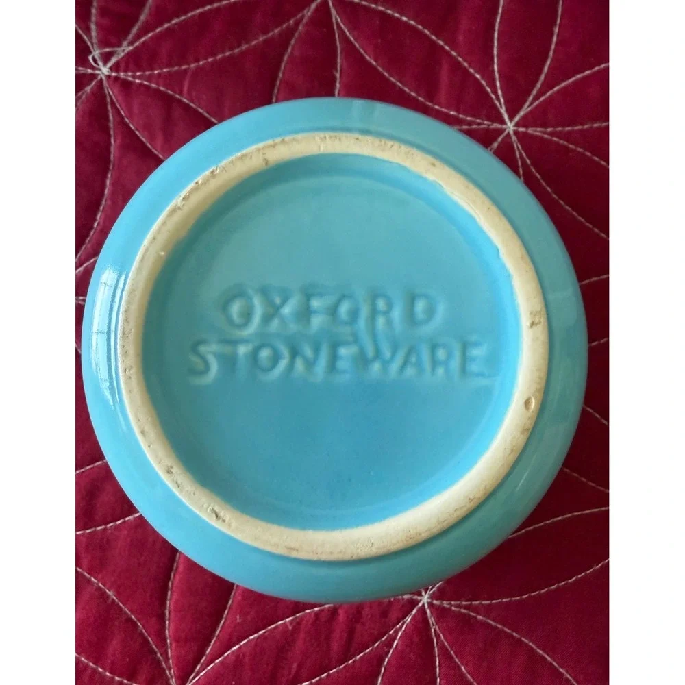 Oxford Stoneware Turquoise Blue Beehive Ribbed Small Bowl Vintage 4.5 Inch